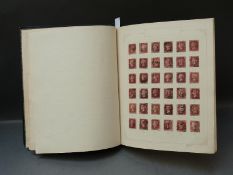 A collection of GB 1d red plate numbers in a Windsor album