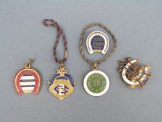 Five Victorian enamel Hurst Park Racecourse badges,1890, 1897,
