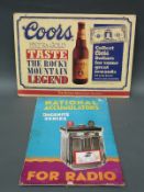 Two advertising signs comprising double sided Coors Extra Gold,