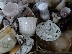 A large collection of mixed ceramics and glass including crested ware, miniature tea sets,