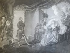 Six late 18thC/early 19thC Boydell Shakespeare engravings, four Winters Tale and two Twelfth Night.