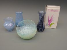 Four pieces of Caithness glass including a bowl and three vases,