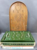 An early tinplate table football game in original box,