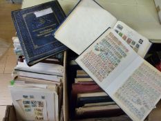 Two boxes containing a large quantity of stamps in albums, stockbooks and bags,