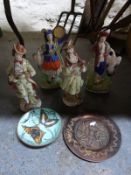 Four Staffordshire style figures,