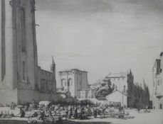 Malcolm Osborne signed engraving 'The Goose Fair, Albi',