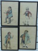 Four 19thC cartoons/caricatures comprising 'Mr Bumble', 'Sawyer late 'Nockermorf',