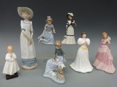 A group of seven figures to include Royal Doulton Praying HN1978, Maria HN3381,