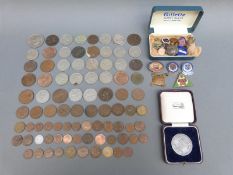 Coins, tokens and badges to include Georgian silver Ludlow tokens, Ludlow enamel badge,