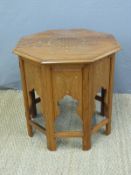 Four oriental brass inlaid octagonal tables