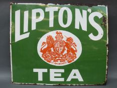 A vintage enamel advertisng sign for Lipton's Tea,