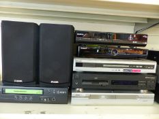A collection of music and TV related equipment including Commodore CDTV, Sony DVD, LiteOnDual DVD,