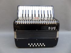 Bell 12 bass piano accordion, made in Italy, in black gloss finish, stamped 10220,