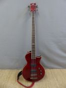 ESP Ltd EC-254FM cherry red flame electric bass guitar in Ritter soft case with embossed leather