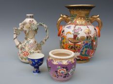 Four pieces of Japanese ceramics including a Satsuma vase,