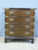 A Chinese metal bound elm chest of four drawers (H60 x W59 x D33cm)