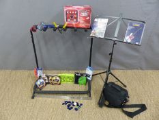 A collection of guitar accessories to include 