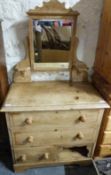 A vintage pine dressing chest with three straight drawers and a cubbyhole (H150 x W84 x D48cm)