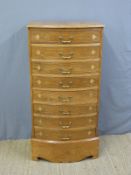 A brass inlaid eastern fronted chest of eight drawers (H121 x W61 x D38cm)