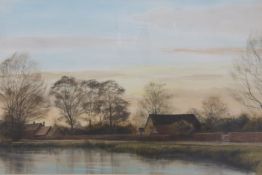 Alan England framed and glazed local interest watercolour 'Evening at Frampton' signed bottom right