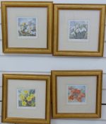 Four Joan Moorhead signed limited edition (650) botanical prints, each approximately 12.5 x 12.