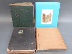 Four albums of black and white and colour postcards, many early postcards including churches,