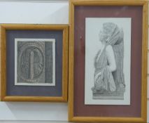 Jonathan Newdick two pen and ink drawings of architectural details,