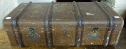 An ash bound travelling trunk (H32 x L102cm)