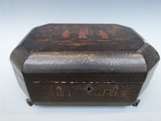 A Japanese lacquer jewellery box with fitted interior containing various bone items,