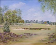 Jean Renshaw oil on board of a golf course,