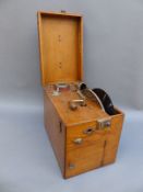 An antique oak cased phonograph with Clus 250 turntable,
