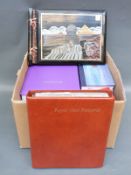 A box of albums of modern postcards, postcard packs and loose postcards,