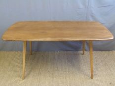 A retro light elm Ercol table (H72 x L158 x W76cm)