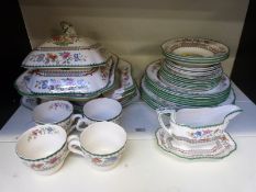 Copeland Spode part dinner service; Chinese Rose pattern, to include two tureens,