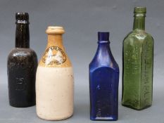A collection of 19thC and later glass and stoneware bottles to include Newport, Southport,