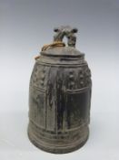 A Tibetan / Chinese bronze temple bell,