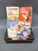 A collection of 1950s-1970s children's annuals including Eagle,
