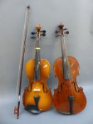 Two unlabelled violins, one early to mid 20thC with 35.