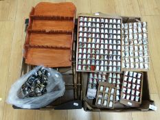 A large thimble collection with stands together with various hallmarked silver and plated