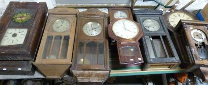 Nine various wall clocks