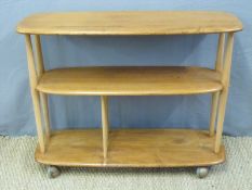 A retro light elm Ercol 3 tier buffet (W71 x H91cm)