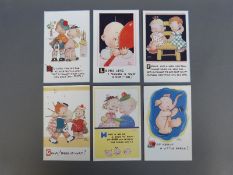 Six Mabel Lucie Attwell postards.