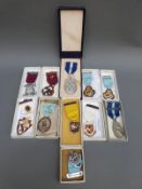 A collection of Masonic regalia including 1970's medals (11)