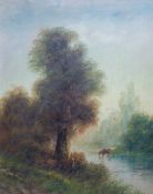 Seven various late 19th/early 20thC oil on canvas landscapes including an exmple signed W Thomas