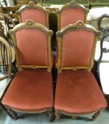 Four 19thC upholstered oak chairs, ex Fretherne Court,