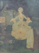 An early 20thC oil on canvas in the manner of Arthur Rackham fairy godmother in a garden of