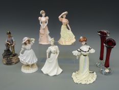 A collection of figures including Royal Worcester Grandma's Bonnet, Coalport Alexandra at the Ball,