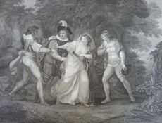 Seven late 18thC/early 19thC Boydell Shakespeare engravings, three Much Ado About Nothing,