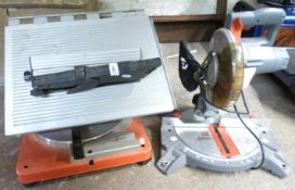 A compound mitre saw and a table saw.