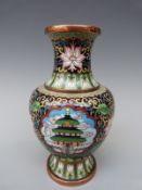A Chinese cloisonne vase with pagoda decoration,